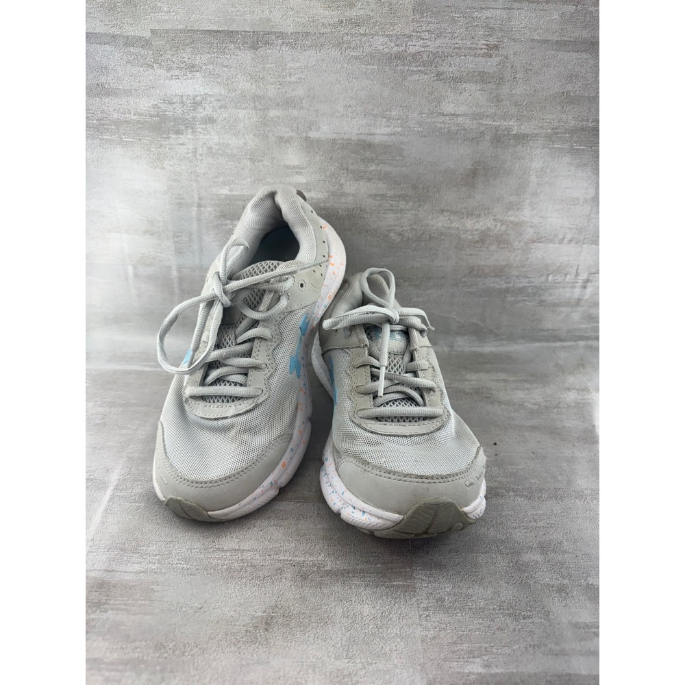Under Armour Charged Assert 10 Women Grey Blue Running Shoes 3027092-100 Size 7
